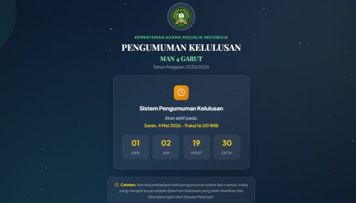 Cek Kelulusan Siswa MAN 4 Garut Tahun Pelajaran 2025/2026