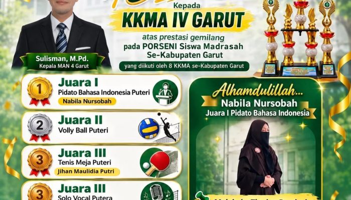 MAN 4 Garut Sabet Medali Emas Tingkat Kabupaten Dalam Ajang PORSENI, Siap Tanding di Tingkat Provinsi